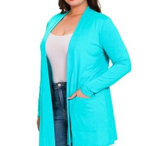 Yovion, blue cardigan